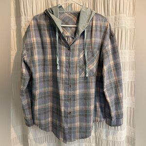 Plaid Hooded Shirt